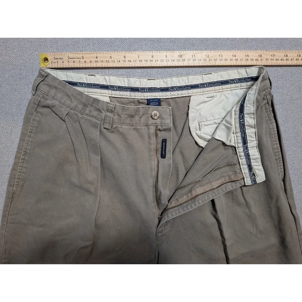 Polo Ralph Lauren Chino Mens Pants Andrew Pant Khaki 32x31 Relaxed Pleated W34